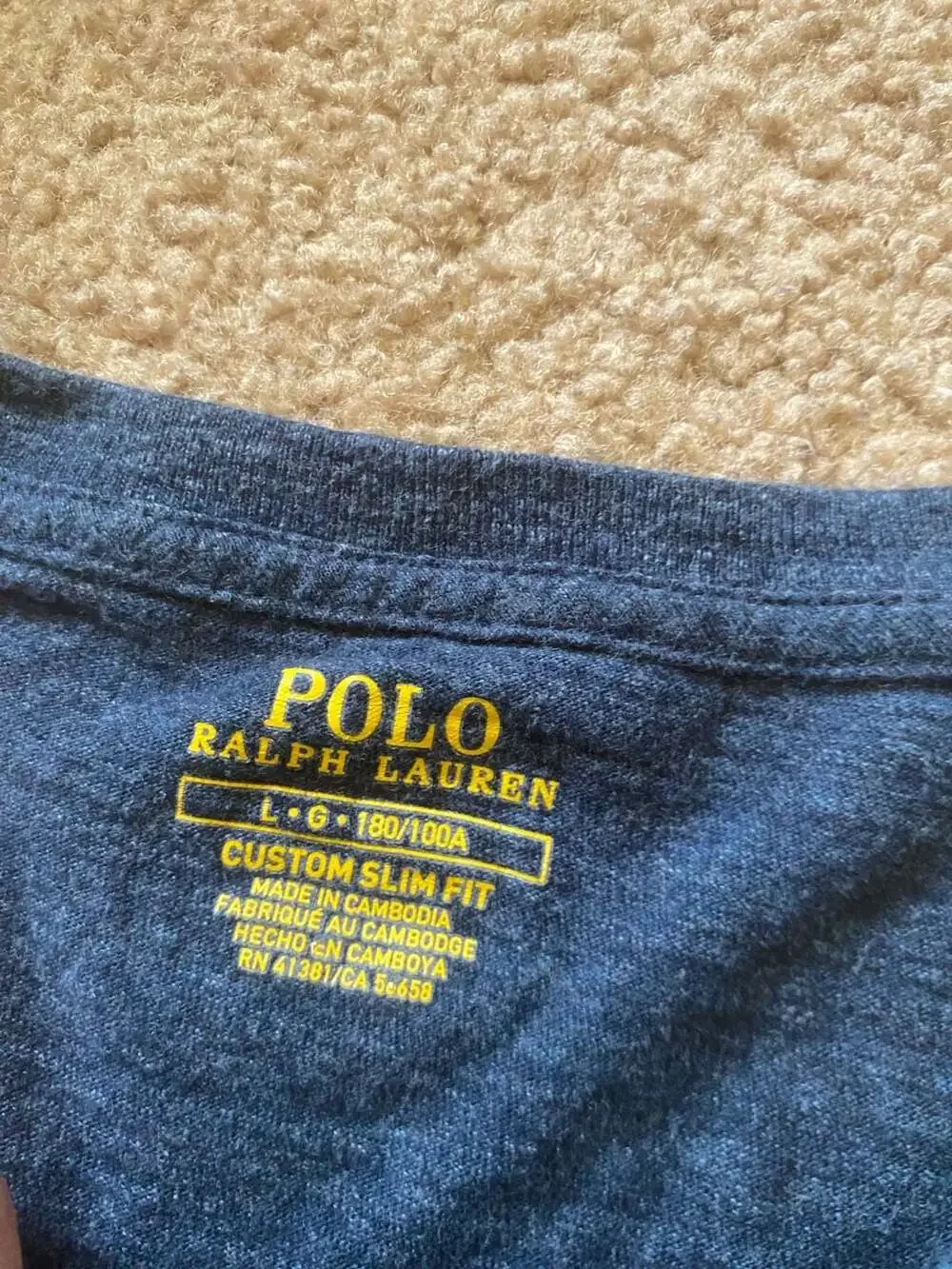 Polo Ralph Lauren Long Sleeve T-Shirt Size L Custom Slim Fit Heather Blue